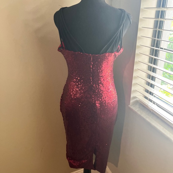 Chic NYC Red Sequins Mini Party Dress - Picture 4 of 4